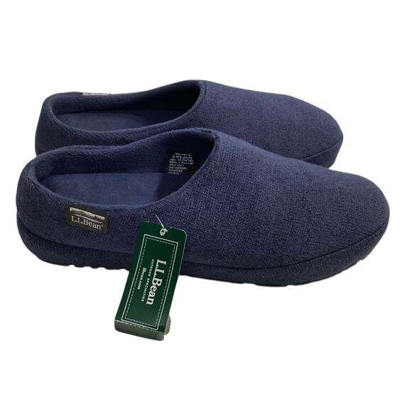 L.L.Bean Sweater Fleece Slipper Scuff in a navy blue color size 8 - Picture 2 of 4